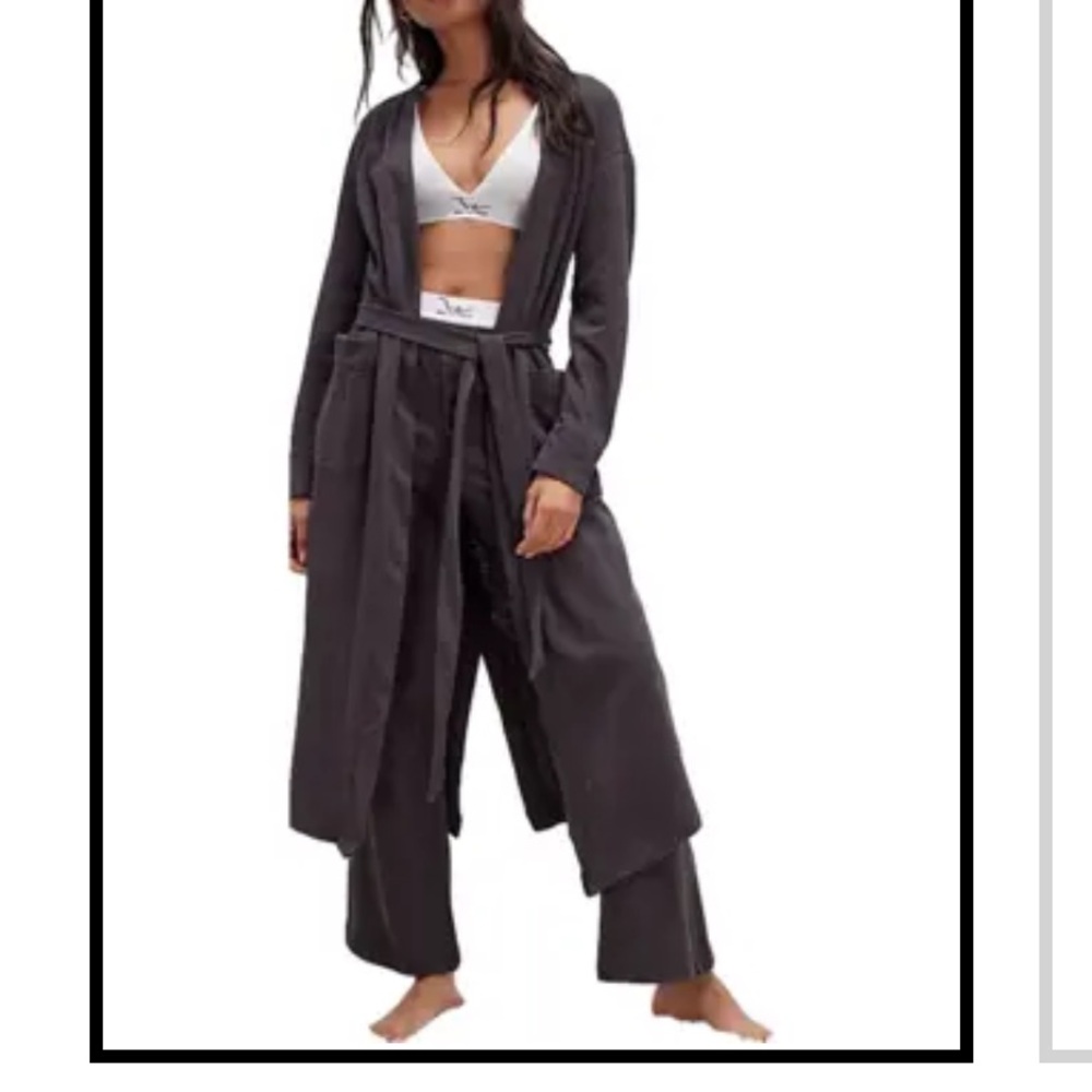 Free people intimately babe Im yours maxi cardigan duster robe grey medium NWOT